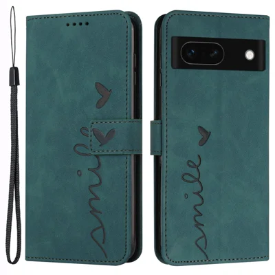 For Google Pixel 8a Cell Phone Case Skin-touch Wallet Imprinted Leather Cover - Green