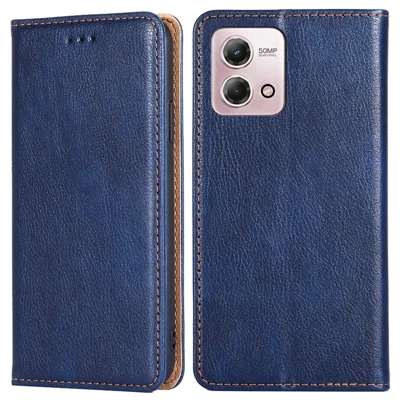 For Motorola Moto G Stylus (2023) Cell Phone Case Magnetic Closing Leather Stand Wallet Cover - Blue