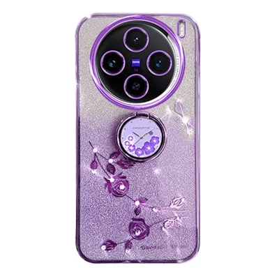 KADEM Für vivo X100 5G Handyhülle Ring Ständer Glitter Pulver TPU Handyhülle - Lila