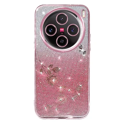 KADEM Für vivo X100 5G Handyhülle TPU Handyhülle mit Rhinestones Dekor - Roségold