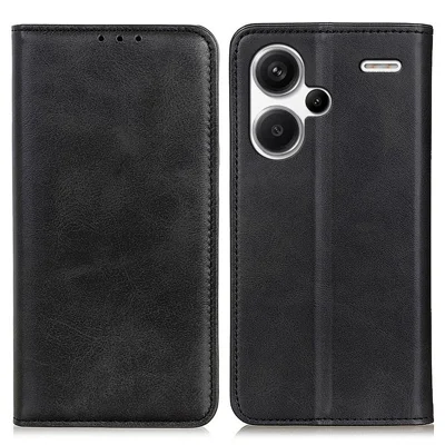 For Xiaomi Redmi Note 13 Pro+ 5G Cell Phone Cases Split Leather Wallet Cover - Black