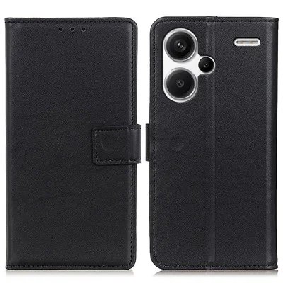 For Xiaomi Redmi Note 13 Pro+ 5G Case PU Leather Folding Stand Cell Phone Cover - Black