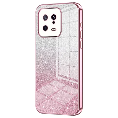 Für Xiaomi 13 Cover Weiche TPU Präziser Ausschnitt Gradienten-Glitzer-Design Handyhülle - Pink