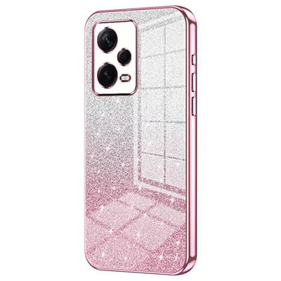 Coque arrière pour Xiaomi Redmi Note 12 Pro+ 5G, découpes précises, gradient pailleté TPU, étui pour téléphone portable - Rose