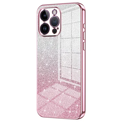 For iPhone 14 Pro Max Precise Cutout Cell Phone Case Fall Proof Glitter TPU Cover - Pink