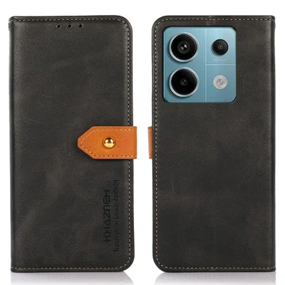 KHAZNEH For Xiaomi Redmi Note 13 Pro 5G / Poco X6 5G Cell Phone Case PU Leather Full Protection Cover - Black