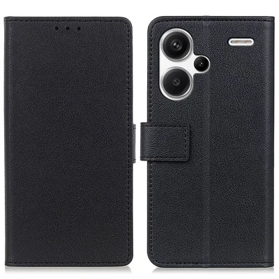 For Xiaomi Redmi Note 13 Pro+ 5G Cell Phone Cases Drop Resistant PU Leather Cover - Black
