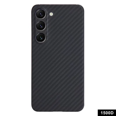 Zwart telefoonhoesje van ruw geweven aramidevezel met 1500D voor Samsung Galaxy S23 met precieze uitsparingen