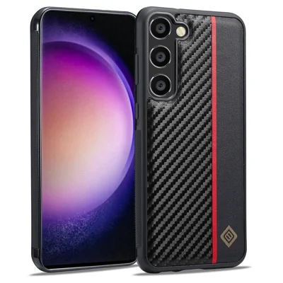 LC.IMEEKE Carbon Fiber Texture Case for Samsung Galaxy S24 Shell PU Leather+TPU+EVA Phone Cover