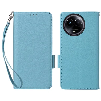 For Realme 11 5G (Global) / 11x 5G Phone Case Wallet Stand Feature PU Leather Cover - Baby Blue