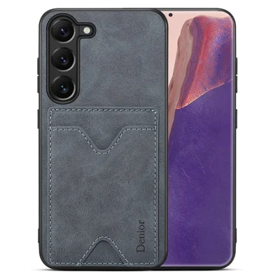 DENIOR Pour Étui Téléphone Portable Samsung Galaxy S24 Support de Carte Kickstand Coque Arrière - Gris