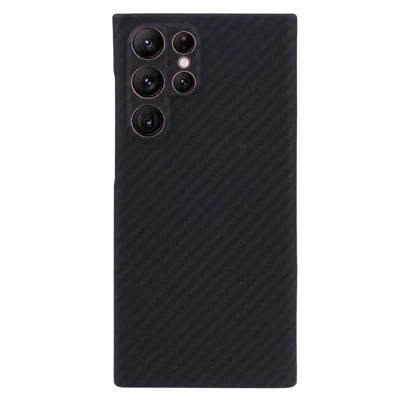 For Samsung Galaxy S22 Ultra 5G Case Slim-Fit 1500D Coarse Texture Aramid Fiber Phone Protector (Precise Cutout) - Black