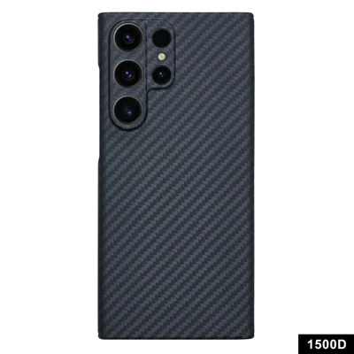 For Samsung Galaxy S23 Ultra Case 1500D Coarse Texture Aramid Fiber Anti-scratch Precise Cutout Phone Back Shell - Black