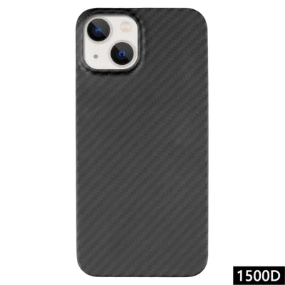 For iPhone 13 Case 1500D Coarse Texture Aramid Fiber Phone Cover with Big Lens Cutout - Black