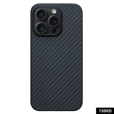 Zwart telefoonhoesje voor iPhone 15 Pro hoes 1500D grof textuur aramidvezel telefoonhoes (grote lensuitsnede)