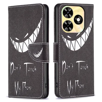 For TECNO Spark Go 2024 4G / Spark 20C / Pop 8 Leather Case Pattern Wallet Flip Phone Cover - Don't Touch My Phone