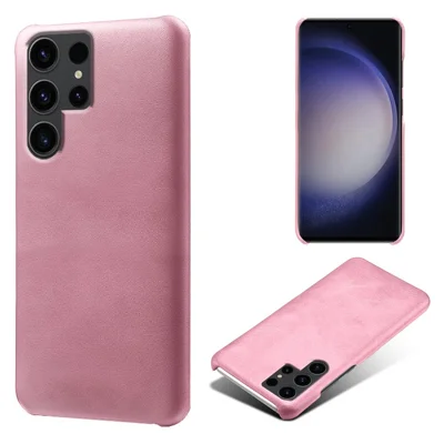 For Samsung Galaxy S24 Ultra Phone Case PU Leather + PC Cover Calf Texture Phone Shell - Rose Gold