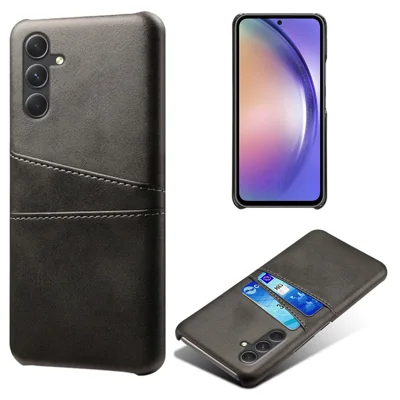 Coque de téléphone portable pour Samsung Galaxy S24+ en PU+PC dur anti-rayures avec porte-cartes - Noir