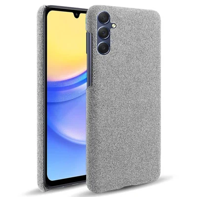 For Samsung Galaxy A15 5G Case Slim-fit Shockproof Cloth+PC Smartphone Cover - Light Grey