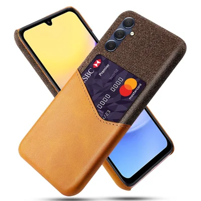 Til Samsung Galaxy A15 5G telefonbeskyttelse med stoftekstur PU+PC bagside - Orange
