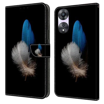 For Oppo A58 5G / A78 5G Case 3D Pattern Printing Magnetic Clasp Wallet Cover - Two Feathers