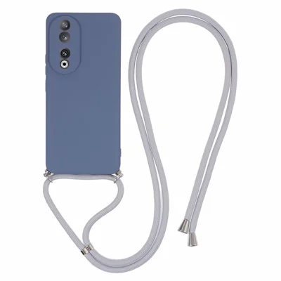 Beskyttende cover til Honor 90 i TPU med fiberindfodring og snor - Lilla Grå