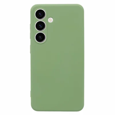 Per Samsung Galaxy S24+ Soft Touch Case Fibra Fodera TPU Gomma Telefono Custodia - Matcha Green