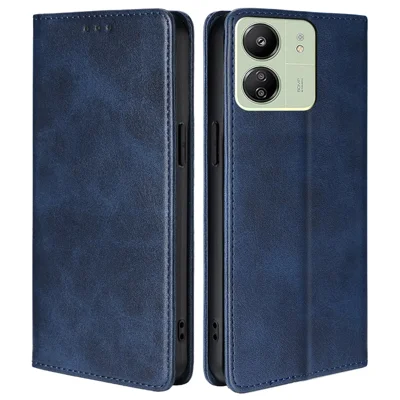 For Xiaomi Redmi 13C 4G / 5G / 13R 5G / Poco M6 5G / Poco C65 4G Case Leather Wallet Shockproof Phone Cover - Sapphire