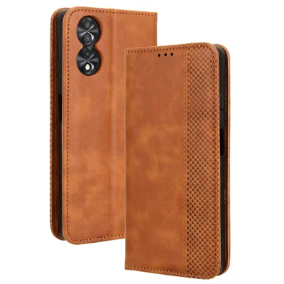 For TCL 40 Nxtpaper 4G Cell Phone Cases Imprint PU Leather Anti-Drop Stand Cover - Brown