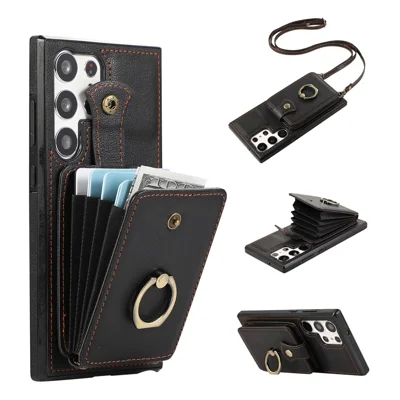 Voor Samsung Galaxy S23 Ultra Hoesje Met Standaard Slanke TPU+PU Leren Telefoonhoes - Zwart
