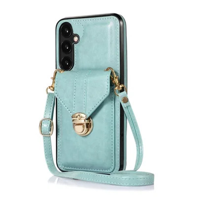 For Samsung Galaxy S25 / S24 Cell Phone Case Card Holder Leather+TPU Shockproof Cover - Green