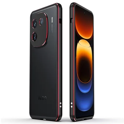 For vivo iQOO 12 5G Bumper Case Metal Frame Lock Phone Protective Frame - Black  /  Red