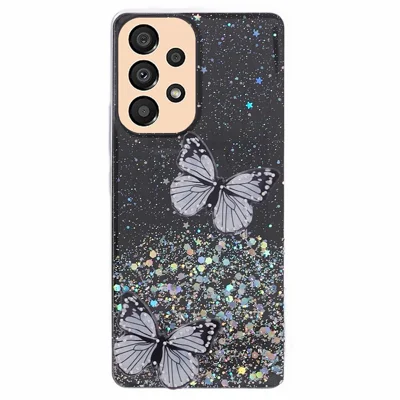 AW-serie voor Samsung Galaxy A32 4G (EU-versie) Glitter Epoxy hoesje TPU+PVC grote achterlensopening telefoonhoes - Zwart