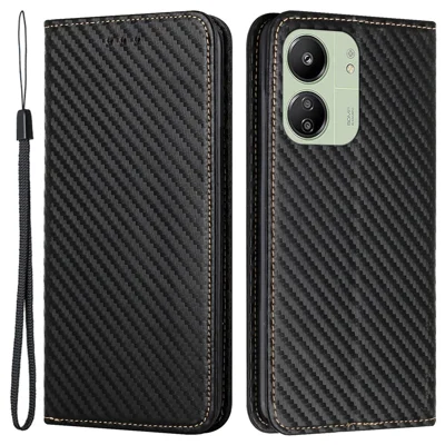 For Xiaomi Redmi 13C 4G / 5G / 13R 5G / Poco M6 5G / Poco C65 4G Case Leather Wallet Phone Stand Cover - Black