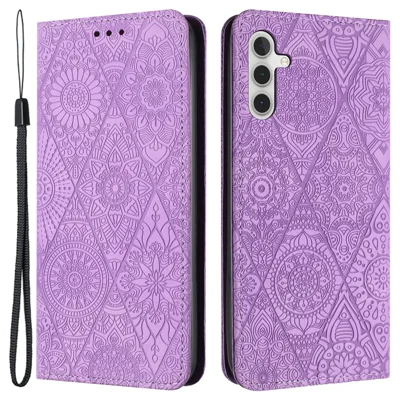 For Samsung Galaxy A15 5G Case Wallet Stand Imprinted Phone Cover - Purple