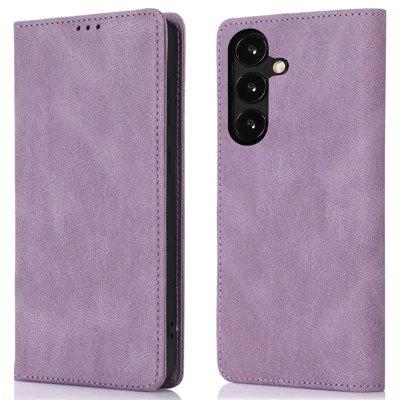 For Samsung Galaxy A34 5G Dustproof Cover Magnetic Stand PU Leather Phone Case Wallet - Purple