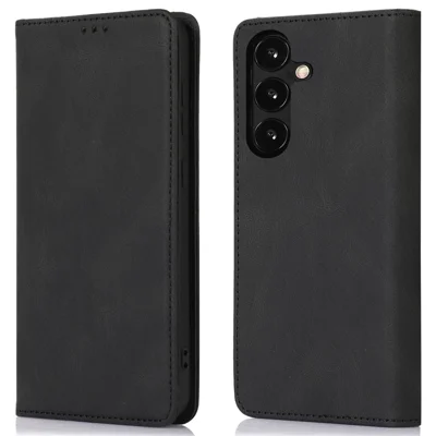 For Samsung Galaxy A05s 4G Case Anti-Scratch Phone Shell Magnetic Stand PU Leather Wallet Cover - Black