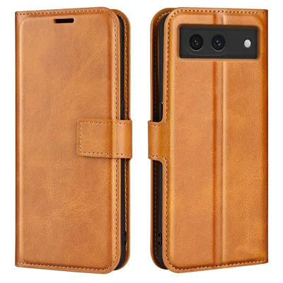For Google Pixel 8a Wallet Phone Case Calf Texture PU Leather Protective Phone Cover - Yellow