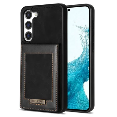 N.BEKUS til Samsung Galaxy S24+ RFID-blokerende designcover med kortlomme og støtteben - Sort