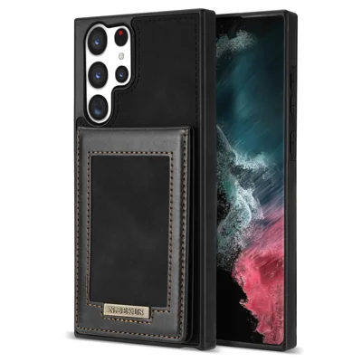 N.BEKUS For Samsung Galaxy S24 Ultra Kickstand Cover RFID Blocking Phone Case - Black