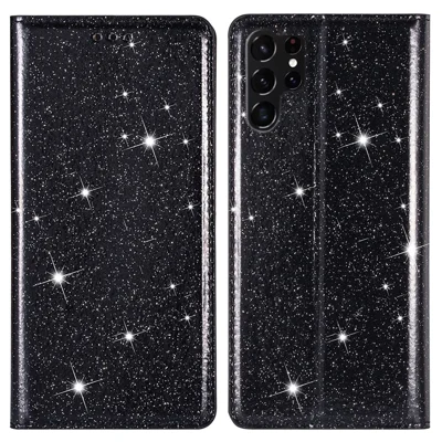 Voor Samsung Galaxy S24 Ultra Hoesje Met Kaarthouder PU Leren Standhoes - Zwart