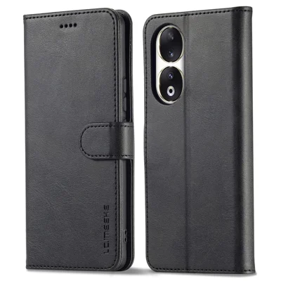 LC.IMEEKE For Honor 90 Case PU-Leder Kalbsleder-Textur Brieftasche Ständer Telefonabdeckung - Schwarz