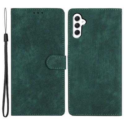 Leather Case for Samsung Galaxy A55 5G Shell Solid Color Stand Card Holder Phone Cover - Green