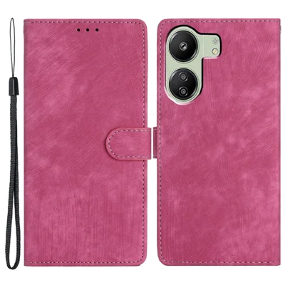 For Xiaomi Redmi 13C 4G / Poco C65 4G Cell Phone Case Skin-touch Leather Flip Stand Cover - Rose
