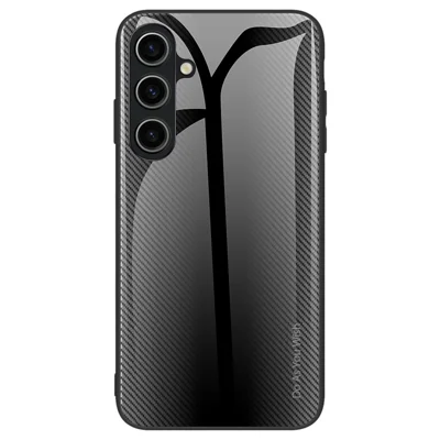 Etui do Samsung Galaxy A55 5G, faktura węglowa, szyba hartowana + TPU, tylna pokrywa telefonu - Czarny