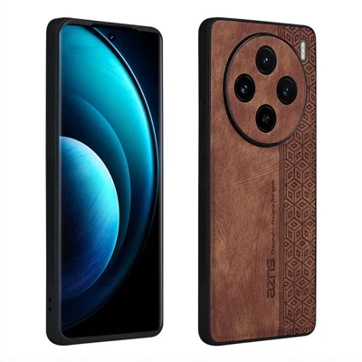 AZNS Für vivo X100 5G Handyhülle PU-Leder + TPU schlanker Schutzstoss-Abdeckung - Braun