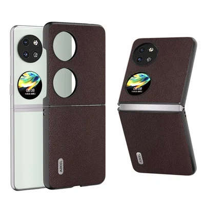ABEEL Echtes Rindsleder-Tasche für Huawei Pocket 2, stilvolle Handy-Schutzhülle – Kaffee