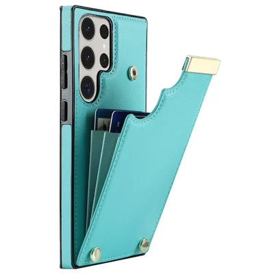 Für Samsung Galaxy S23 Ultra Handy-Hülle TPU+PU-Leder Hardware-Dekor Kartenfach Rückabdeckung - Mintgrün