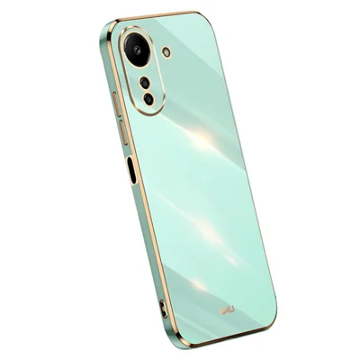 XINLI For Xiaomi Redmi 13C 4G / Poco C65 4G Case Electroplated Gold Edges Phone Cover - Cyan