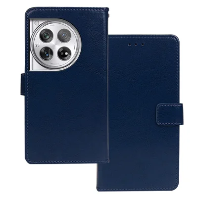 IDEWEI For OnePlus 12 5G Leather Wallet Phone Case Crazy Horse Pattern - Blue